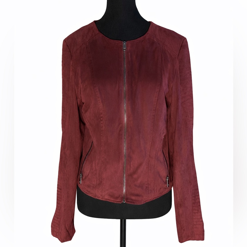 Lemon Tart Women's Maroon Suede Zip Jacket
